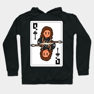 Pixelrockstars Queen of Clubs Playing Card Hoodie